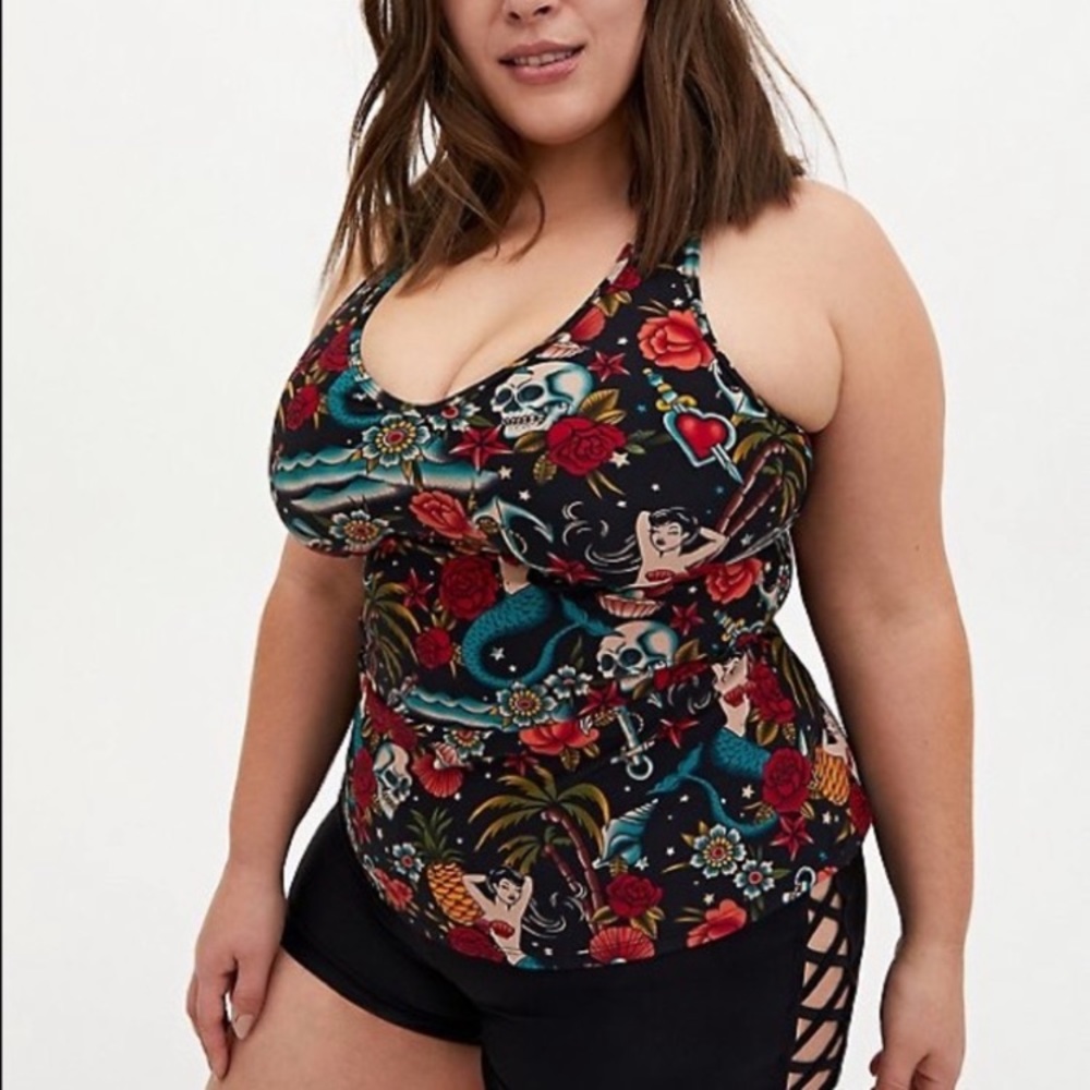 New with tags, torrid tattoo swim tankini 3x